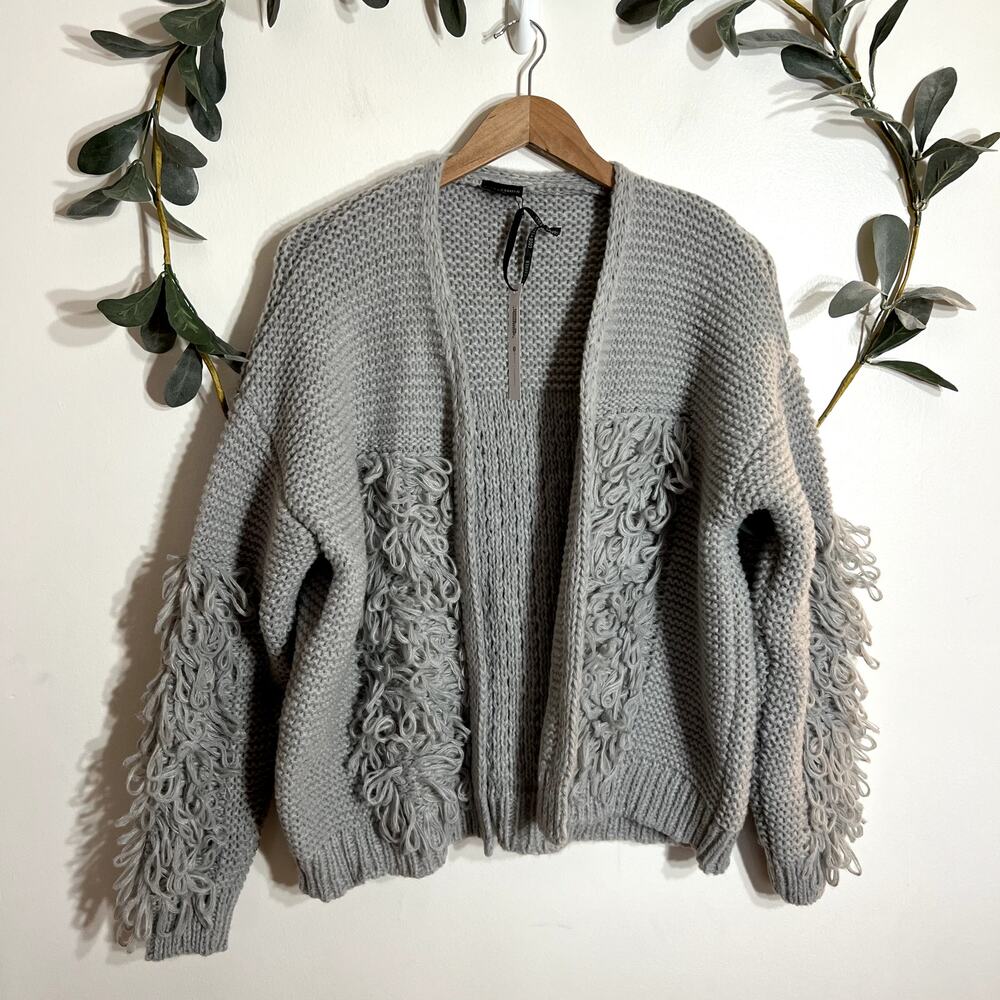 NWT Coco + Carmen Gray Fringe Cardigan LAST CALL